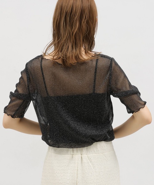 LAKOLE（ラコレ）の「ラメシアーメロー半袖 / 119363（Tシャツ/カットソー・レディース・ブラック/ブルー/グレー/アイボリー・MEDIUM/SMALL）」の9枚目の写真