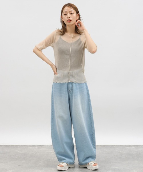 LAKOLE（ラコレ）の「ラメシアーメロー半袖 / 119363（Tシャツ/カットソー・レディース・ブラック/ブルー/グレー/アイボリー・MEDIUM/SMALL）」の5枚目の写真