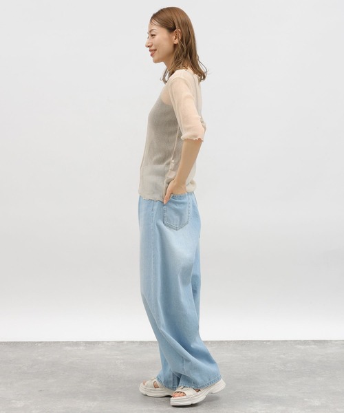 LAKOLE（ラコレ）の「ラメシアーメロー半袖 / 119363（Tシャツ/カットソー・レディース・ブラック/ブルー/グレー/アイボリー・MEDIUM/SMALL）」の6枚目の写真