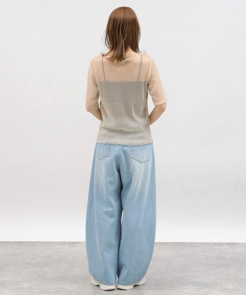 LAKOLE（ラコレ）の「ラメシアーメロー半袖 / 119363（Tシャツ/カットソー・レディース・ブラック/ブルー/グレー/アイボリー・MEDIUM/SMALL）」の7枚目の写真