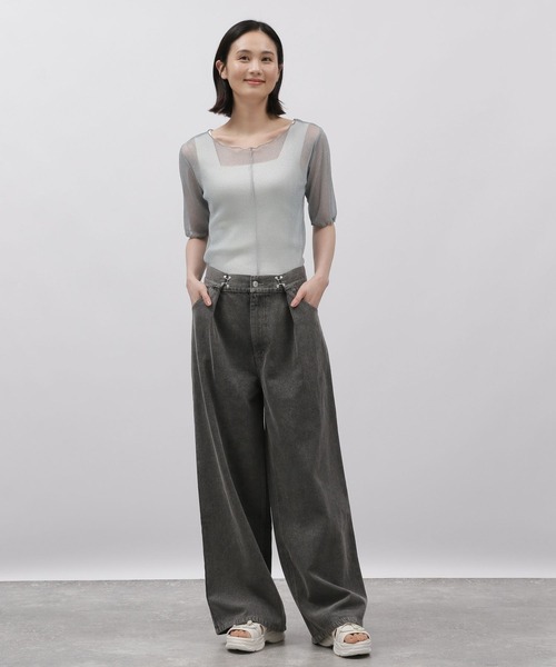 LAKOLE（ラコレ）の「ラメシアーメロー半袖 / 119363（Tシャツ/カットソー・レディース・ブラック/ブルー/グレー/アイボリー・MEDIUM/SMALL）」の12枚目の写真