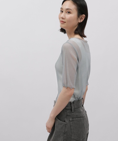 LAKOLE（ラコレ）の「ラメシアーメロー半袖 / 119363（Tシャツ/カットソー・レディース・ブラック/ブルー/グレー/アイボリー・MEDIUM/SMALL）」の14枚目の写真