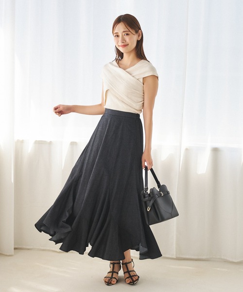 mysty woman(ミスティウーマン)の「カシュクールデザインニットプルオーバー 128891(ニット/セーター・レディース・ブラック/グレイッシュベージュ/オフホワイト・FREE)」の12枚目の写真