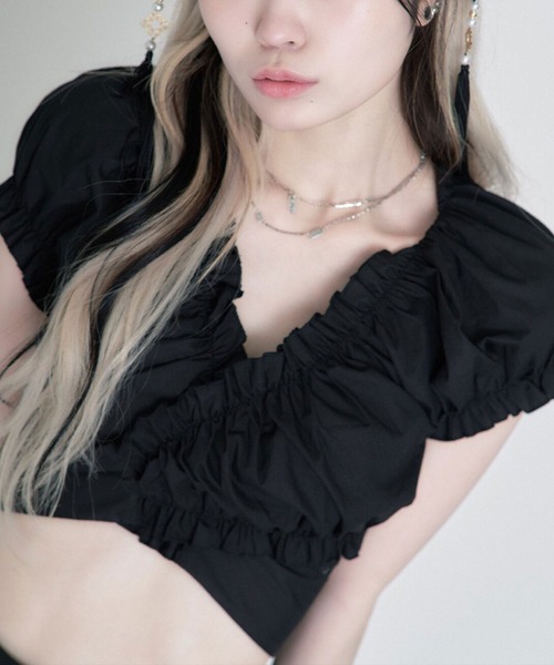 lilful（リルフル）の「バックリボン オフショルトップス（シャツ/ブラウス・レディース・ブラック・F）」の3枚目の写真
