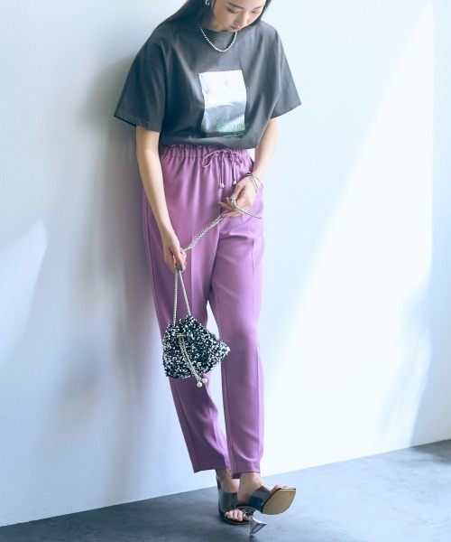 slattgir(スラットジール)の「高身長 センタープレステーパードパンツ 丈長め・トールサイズ Essenave(その他パンツ・レディース・パープル/チャコール・M/L/LL/3L/4L/5L)」の16枚目の写真