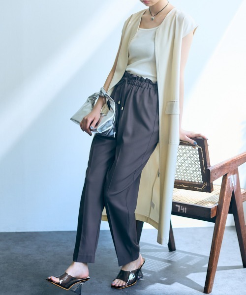 slattgir(スラットジール)の「高身長 センタープレステーパードパンツ 丈長め・トールサイズ Essenave(その他パンツ・レディース・パープル/チャコール・M/L/LL/3L/4L/5L)」の13枚目の写真