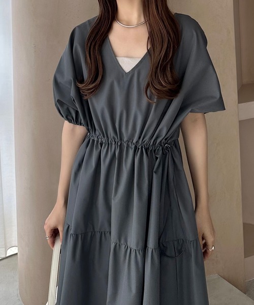 ドロストワンピース AZUL BY MOUSSY | 【堀田茜さん着用アイテム】C/T撥水ティアード