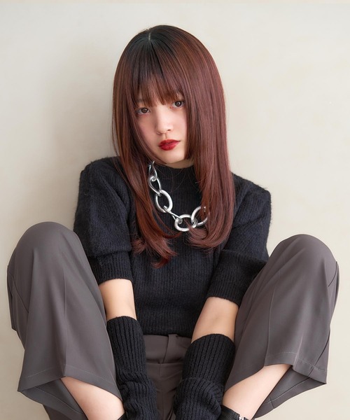 LINEASTORIA（リネアストリア）の「【フルウィッグ・ミディアム】アンソルミディ（ウィッグ・レディース・ブラック×レッド/レッド系/アッシュブラウン/ブラウン/ダークブラウン/グリーン系・FREE）」の18枚目の写真