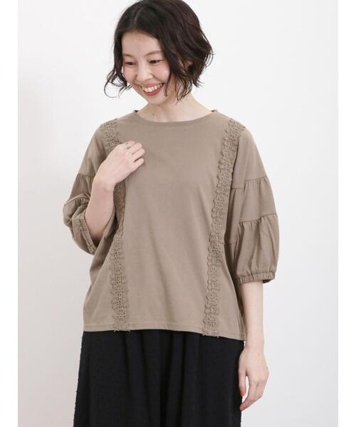 Samansa Mos2（サマンサ モスモス）の「ティアードスリーブレースカットソー（Tシャツ/カットソー・レディース・チャコールグレー/キナリ/グリーン/モカ・F）」の3枚目の写真