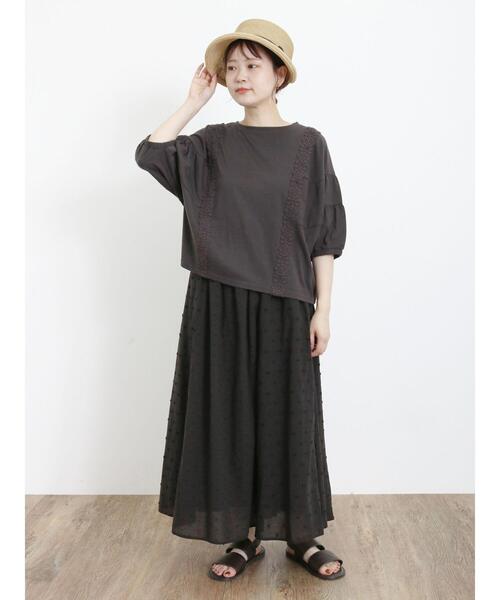 Samansa Mos2（サマンサ モスモス）の「ティアードスリーブレースカットソー（Tシャツ/カットソー・レディース・チャコールグレー/キナリ/グリーン/モカ・F）」の7枚目の写真