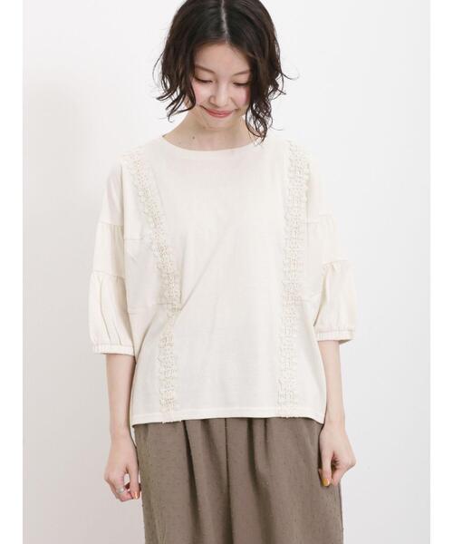 Samansa Mos2（サマンサ モスモス）の「ティアードスリーブレースカットソー（Tシャツ/カットソー・レディース・チャコールグレー/キナリ/グリーン/モカ・F）」の9枚目の写真