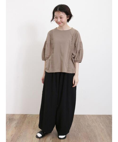 Samansa Mos2（サマンサ モスモス）の「ティアードスリーブレースカットソー（Tシャツ/カットソー・レディース・チャコールグレー/キナリ/グリーン/モカ・F）」の17枚目の写真