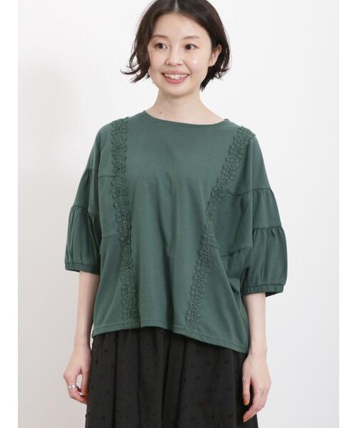 Samansa Mos2（サマンサ モスモス）の「ティアードスリーブレースカットソー（Tシャツ/カットソー・レディース・チャコールグレー/キナリ/グリーン/モカ・F）」の19枚目の写真