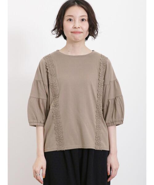 Samansa Mos2（サマンサ モスモス）の「ティアードスリーブレースカットソー（Tシャツ/カットソー・レディース・チャコールグレー/キナリ/グリーン/モカ・F）」の22枚目の写真