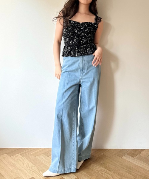 DEICY（デイシー）の「レースギャザーキャミソール（キャミソール・レディース・ブラック/アイボリー・FREE）」の8枚目の写真