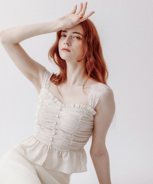 DEICY（デイシー）の「レースギャザーキャミソール（キャミソール・レディース・ブラック/アイボリー・FREE）」の18枚目の写真