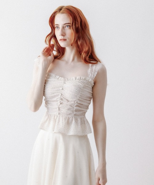 DEICY（デイシー）の「レースギャザーキャミソール（キャミソール・レディース・ブラック/アイボリー・FREE）」の20枚目の写真