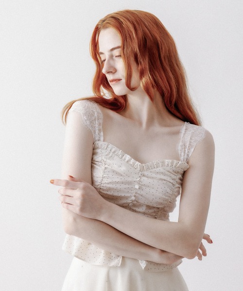 DEICY（デイシー）の「レースギャザーキャミソール（キャミソール・レディース・ブラック/アイボリー・FREE）」の16枚目の写真