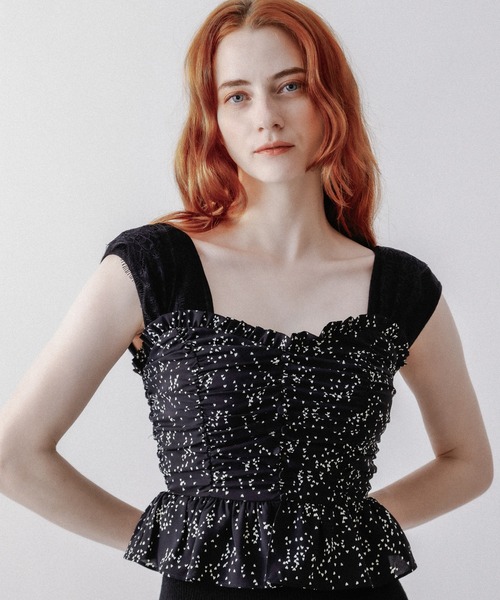 DEICY（デイシー）の「レースギャザーキャミソール（キャミソール・レディース・ブラック/アイボリー・FREE）」の15枚目の写真