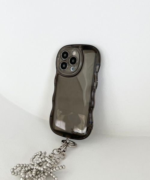 Me%(ミィパーセント)の「【iPhone13PRO対応】クリアナミナミiPhoneケース 128493(スマホケース/カバー・レディース・オフホワイト/ブラック・FREE)」の2枚目の写真