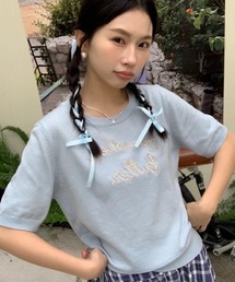 ロゴ刺繍サマーニット