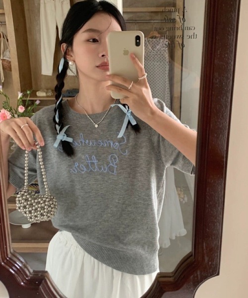Boka nii ロゴサマーニット セール】ロゴ刺繍サマーニット（Tシャツ/カットソー）｜LAC-VERT