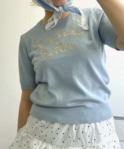 Boka nii ロゴサマーニット セール】ロゴ刺繍サマーニット（Tシャツ/カットソー）｜LAC-VERT