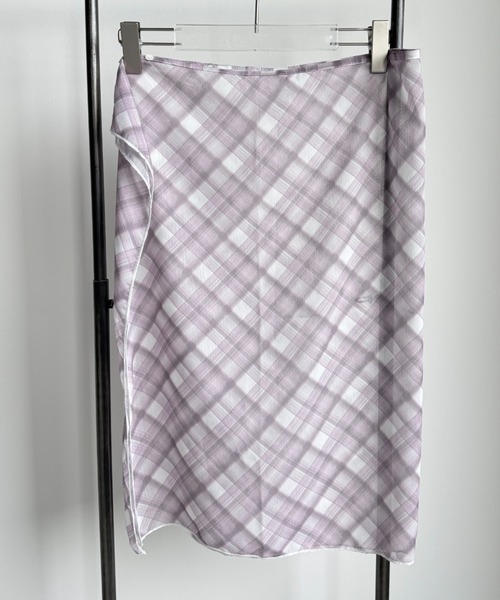 Y2K SYNAPSE FACTORY（ワイツーケー シナプスファクトリー）の「【チェック】シフォン巻きスカート（スカート・レディース・グレー/ブラウン・FREE）」の3枚目の写真