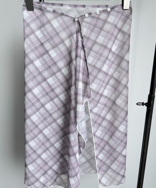 Y2K SYNAPSE FACTORY（ワイツーケー シナプスファクトリー）の「【チェック】シフォン巻きスカート（スカート・レディース・グレー/ブラウン・FREE）」の7枚目の写真