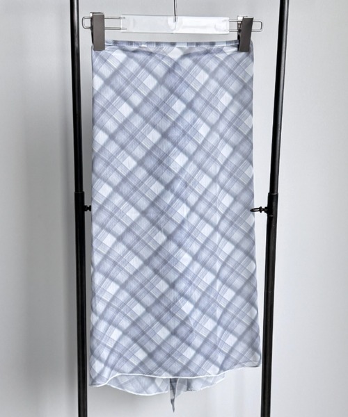 Y2K SYNAPSE FACTORY（ワイツーケー シナプスファクトリー）の「【チェック】シフォン巻きスカート（スカート・レディース・グレー/ブラウン・FREE）」の8枚目の写真