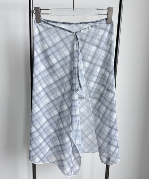 Y2K SYNAPSE FACTORY（ワイツーケー シナプスファクトリー）の「【チェック】シフォン巻きスカート（スカート・レディース・グレー/ブラウン・FREE）」の9枚目の写真