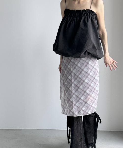 Y2K SYNAPSE FACTORY（ワイツーケー シナプスファクトリー）の「【チェック】シフォン巻きスカート（スカート・レディース・グレー/ブラウン・FREE）」の11枚目の写真