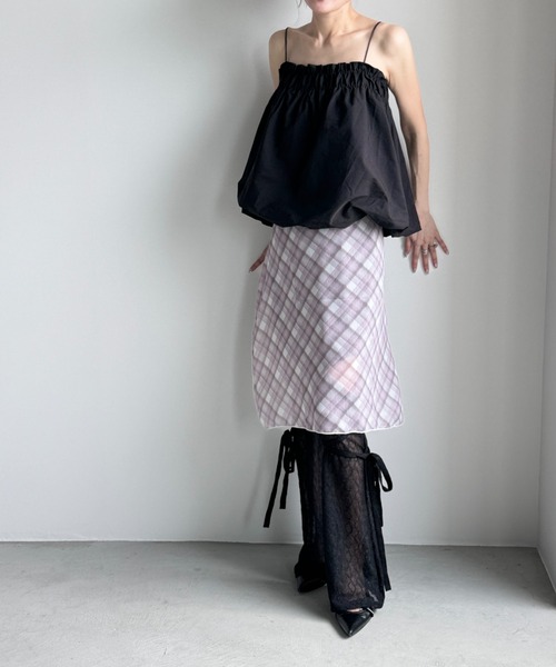 Y2K SYNAPSE FACTORY（ワイツーケー シナプスファクトリー）の「【チェック】シフォン巻きスカート（スカート・レディース・グレー/ブラウン・FREE）」の12枚目の写真