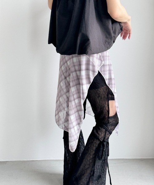 Y2K SYNAPSE FACTORY（ワイツーケー シナプスファクトリー）の「【チェック】シフォン巻きスカート（スカート・レディース・グレー/ブラウン・FREE）」の21枚目の写真