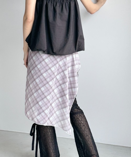 Y2K SYNAPSE FACTORY（ワイツーケー シナプスファクトリー）の「【チェック】シフォン巻きスカート（スカート・レディース・グレー/ブラウン・FREE）」の22枚目の写真
