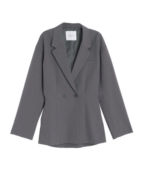 LAGUNAMOON(ラグナムーン)の「ウエストシェイプフォルムジャケット(テーラードジャケット・レディース・ライトグレー/チャコールグレー・FREE)」の5枚目の写真