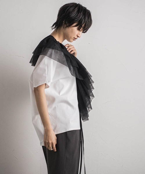 【セール】前後ドッキングコクーンプルオーバー≪手洗い可能≫(Tシャツ/カットソー)|MAYSON GREY(メイソングレイ) 【セール】前後ドッキングコクーンプルオーバー≪手洗い可能≫(Tシャツ/カットソー)|MAYSON GREY(メイソングレイ)