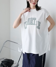 【forksy.】リメイク風カレッジロゴオーバーサイズノースリーブTシャツ