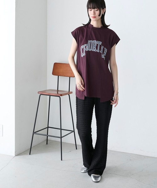 STUSSY リメイク ノースリーブT forksy.】リメイク風カレッジロゴオーバーサイズノースリーブT