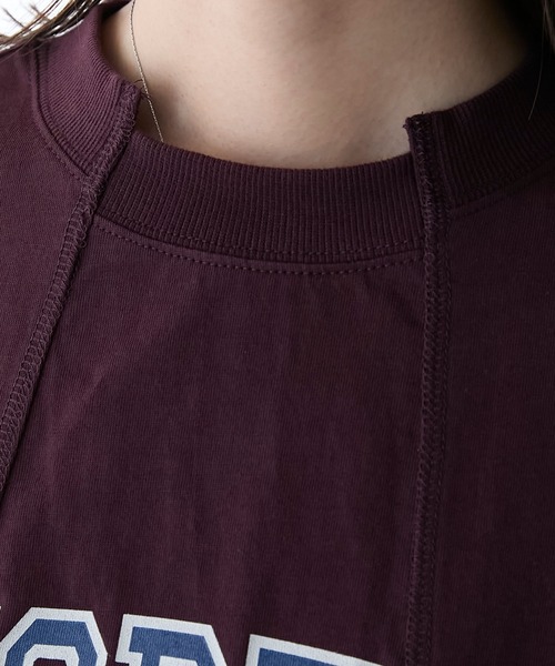 forksy.(フォルクシー)の「【forksy.】リメイク風カレッジロゴオーバーサイズノースリーブTシャツ(Tシャツ/カットソー・レディース・オフホワイト/ネイビー/バーガンディー・FREE)」の7枚目の写真