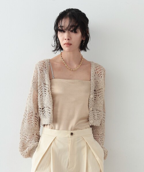 GALLEST(ギャレスト)の「◆フェザーヤーンレースカーディガン(カーディガン/ボレロ・レディース・ベージュ/オフホワイト/ブラック・38)」の16枚目の写真