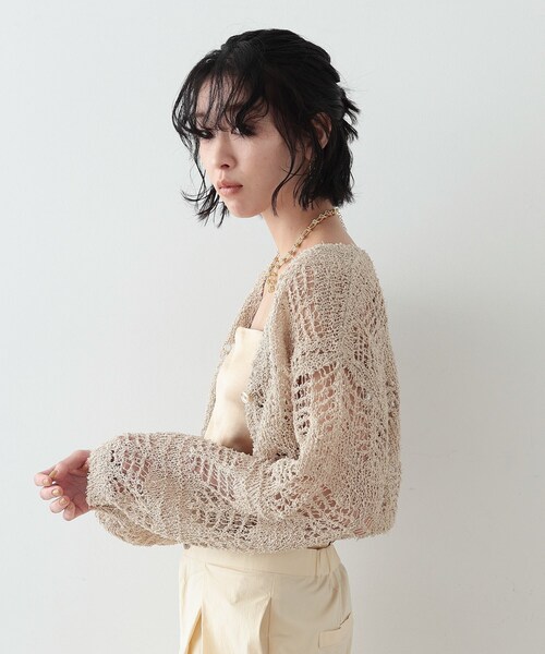 GALLEST(ギャレスト)の「◆フェザーヤーンレースカーディガン(カーディガン/ボレロ・レディース・ベージュ/オフホワイト/ブラック・38)」の17枚目の写真