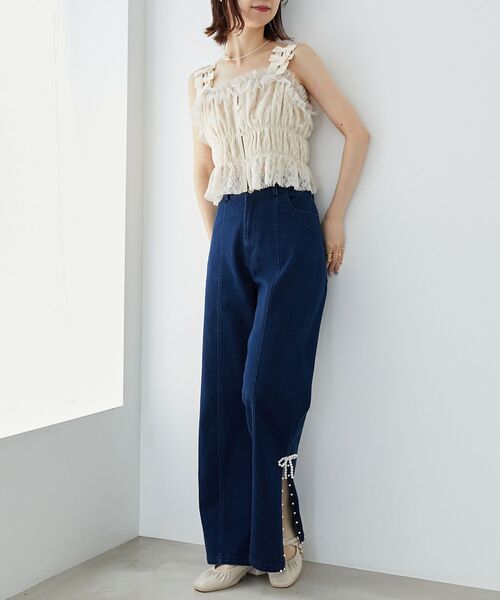 MAJESTIC LEGON（マジェスティックレゴン）の「プチリボンキャミビスチェ（シャツ/ブラウス・レディース・ホワイト系その他2/ブラック系その他/アイボリー・MEDIUM）」の9枚目の写真