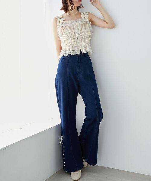 MAJESTIC LEGON（マジェスティックレゴン）の「プチリボンキャミビスチェ（シャツ/ブラウス・レディース・ホワイト系その他2/ブラック系その他/アイボリー・MEDIUM）」の8枚目の写真