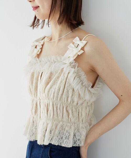 MAJESTIC LEGON（マジェスティックレゴン）の「プチリボンキャミビスチェ（シャツ/ブラウス・レディース・ホワイト系その他2/ブラック系その他/アイボリー・MEDIUM）」の5枚目の写真