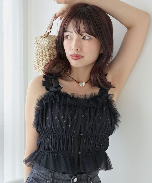 MAJESTIC LEGON（マジェスティックレゴン）の「プチリボンキャミビスチェ（シャツ/ブラウス・レディース・ホワイト系その他2/ブラック系その他/アイボリー・MEDIUM）」の21枚目の写真