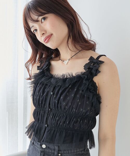 MAJESTIC LEGON（マジェスティックレゴン）の「プチリボンキャミビスチェ（シャツ/ブラウス・レディース・ホワイト系その他2/ブラック系その他/アイボリー・MEDIUM）」の20枚目の写真