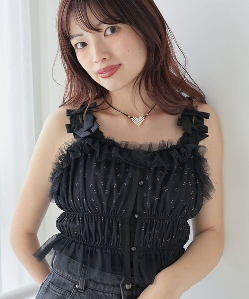 MAJESTIC LEGON（マジェスティックレゴン）の「プチリボンキャミビスチェ（シャツ/ブラウス・レディース・ホワイト系その他2/ブラック系その他/アイボリー・MEDIUM）」の19枚目の写真