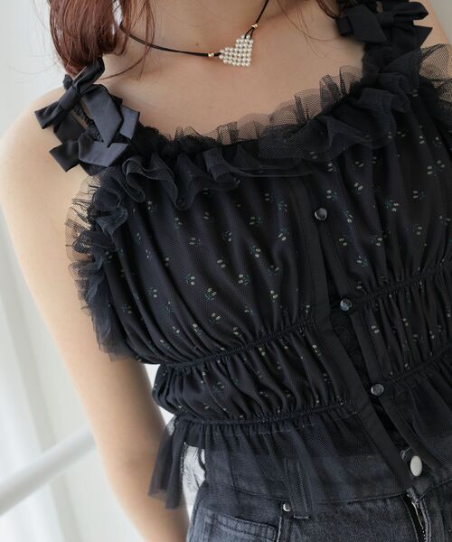 MAJESTIC LEGON（マジェスティックレゴン）の「プチリボンキャミビスチェ（シャツ/ブラウス・レディース・ホワイト系その他2/ブラック系その他/アイボリー・MEDIUM）」の17枚目の写真