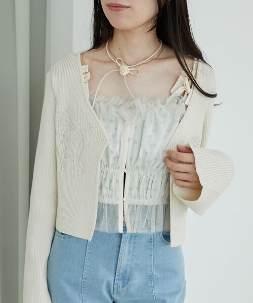 MAJESTIC LEGON（マジェスティックレゴン）の「プチリボンキャミビスチェ（シャツ/ブラウス・レディース・ホワイト系その他2/ブラック系その他/アイボリー・MEDIUM）」の15枚目の写真